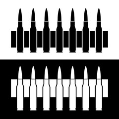 Machine gun belt icon. Cartridge belt, symbol of army or war. Cartridges, attributes of soldiers, shooting or automatic firearms. Raster icon.