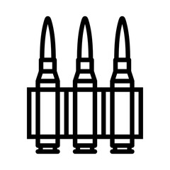 Machine gun belt icon. Cartridge belt, symbol of army or war. Cartridges, attributes of soldiers, shooting or automatic firearms. Raster icon.