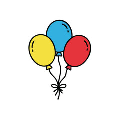 Vibrant Festive Air Balloons Art. A charming drawing of yellow, blue, and red inflatable decorations. It conveys happiness, lightness, and special occasions for all.