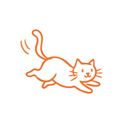 Lively Feline Pounce Doodle. This adorable kitty vector image depicts a joyous, swift movement. Its minimalistic design conveys energy, cheerfulness, and pet agility.