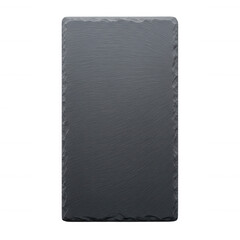 Rectangular slate serving board with rough edges isolated on a transparent background dark