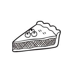 Sweet Pie Slice Doodle. Hand drawn tasty pastry piece. This simple sketch conveys feelings of warmth, indulgence, and delightful comfort food moments.
