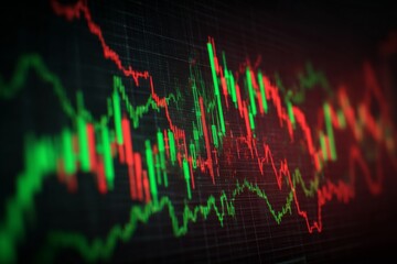 Dynamic Stock Market Analysis with Rising Green Trend and Declining Red Graph Indicators Showing Financial Performance and Market Fluctuations