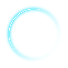 Shiny cyan neon circle frame border. PNG
