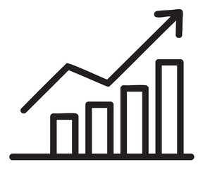 Simple line chart with upward arrow showing growth trend in business or finance - stock vector
