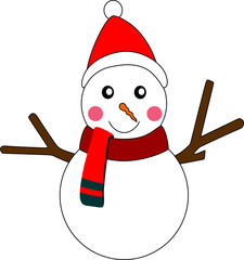 friendly snowman with santa claus hat vector png