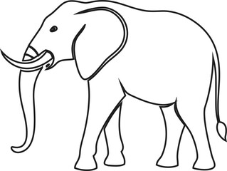 Elephant line art vector in simple style, ideal for tattoos, prints, and apparel.