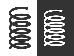 Spring icon. Symbol of shock absorption, extension or compression. Element of a machine or mechanism. Coiled cylindrical spring. Raster icon.