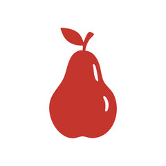 Simple Red Pear Fruit Illustration. A vibrant scarlet fruit image, perfect for healthy eating, nature, or organic product branding. Represents fresh produce and simple design.