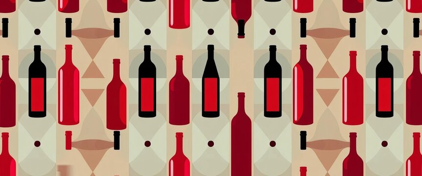 Abstract geometric red wine bottle pattern, modern stylish background for fashion design,  design,  modern