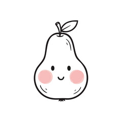 Adorable Smiling Pear Icon. This charming fruit illustration radiates joy with a pleasant expression and sweet rosy cheeks. Perfect for playful designs.
