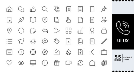 UI UX Line Icon Set Modern Minimal Outline Interface Symbols,Web and App UI UX,User Interface and Experience Icons