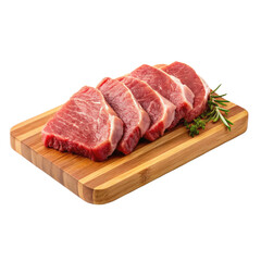 Raw sliced meat wooden cutting board png sliced meat png raw meat png fresh meat png meat board png cooking meat png transparent background image