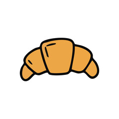 Obraz premium French Croissant Bakery Icon. This delightful crescent-shaped baked good graphic evokes warmth and comfort, perfect for breakfast menus or sweet treat promotions.