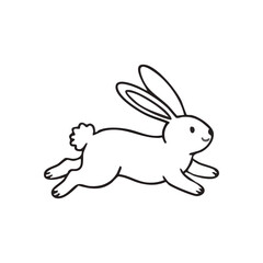 Cute Hopping Rabbit Cartoon. A charming leaping bunny illustration, perfect for kids' designs. This playful graphic symbolizes innocence, joy, and the spirit of spring.