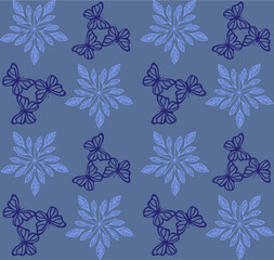 Seamless floral and butterfly pattern set