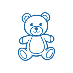 Cute Blue Teddy Bear Illustration. This friendly cartoon animal depicts warmth and safety, perfect for kid-focused designs. A lovable plush creature, it symbolizes childhood memories.
