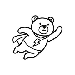 Fototapeta premium Flying Super Bear Cartoon Icon. Charming doodle of a valiant ursine character soaring through the air, embodying strength, courage, and imaginative childhood adventures.