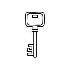 Hand Drawn Key Symbol Vector. A simple line art illustration of an access mechanism, representing solutions, discovery, and new opportunities.