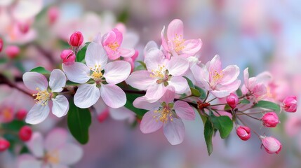 Naklejka premium nature blossoming branch apple bright colorful spring flowers no logos no brands ar 169