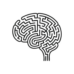 Brain Maze Puzzle. Intricate labyrinth design symbolizing complex human thought, intellect, challenges, and problem solving. Represents mind clarity and cognitive process.