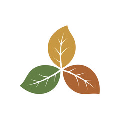 Three Seasonal Leaves Motif. This vibrant foliage represents nature's cycle and seasonal shifts. Green, golden, and earthy tones evoke growth, autumn, and renewal.