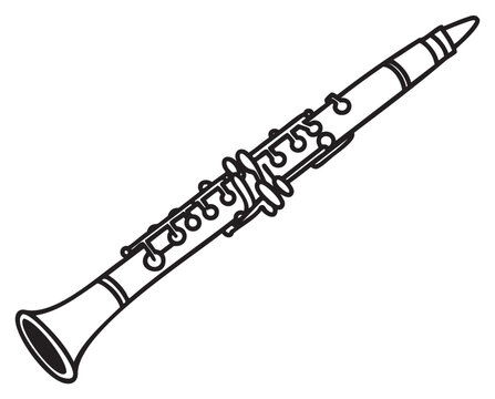 black and white clarinet musical instrument clip art preview