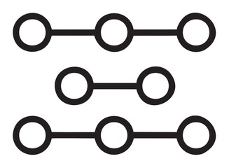 Simple line graph with three horizontal rows and connecting circles - stock vector