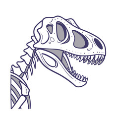 Dinosaur skeleton close-up profile view against dark abstract isolated on transparent background