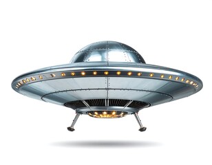 Metallic UFO hovering