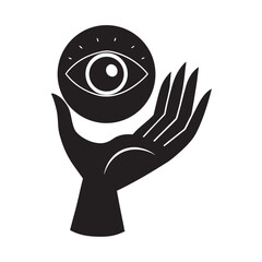 Hand Holding Eye Silhouette Vector