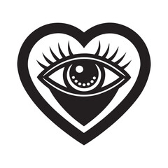 Heart Shaped Eye Silhouette Vector