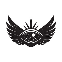 Winged Eye Silhouette Vector Design