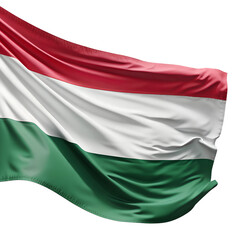 Flowing Hungarian flag waving gracefully against a clear background, symbolizing national pride and identity