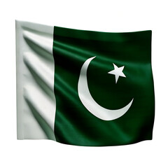Pakistan flag waving, isolated on transparent background, detailed render