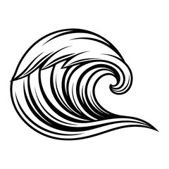 Black color Abstract Wave Design, Solid White Background (2).eps