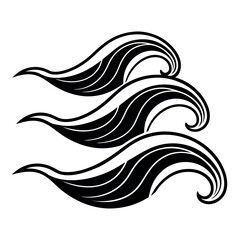 Black color Abstract Wave Design, Solid White Background (3).eps