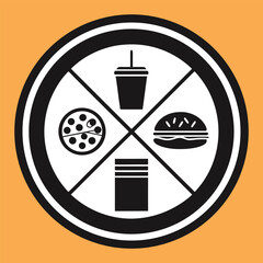 Black color Food and Drink Icon Design, Solid White Background (14).eps