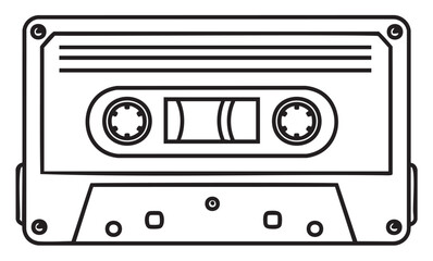 Obraz premium Retro audio cassette tape vector outline with classic design details - stock vector
