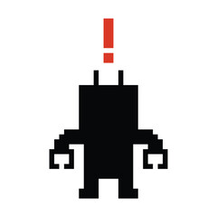 Cute pixel art cartoon robot or ai learning skill with for education calculate chat bot robots vector character technology background 8 bit.