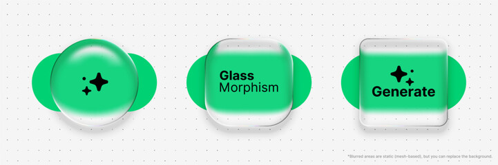 Liquid glass morphism vector design with green shape. Clean and modern user interface element for web and app development.