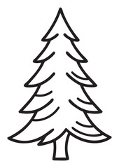 Obraz premium Simple black outline of a evergreen tree on white background for holiday design - stock vector