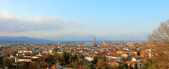 Obraz premium panorama of the city of vicenza with roofs and monuments seen from above in northern italy and the famous monuments