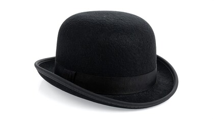 Black bowler hat on white background