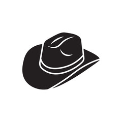 cowboy hat vector – western style black and white icon for rodeo, country fashion, logo design, branding, and decor.