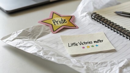 Star sticker and sticky note with inspirational messages