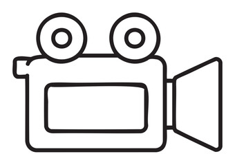 Naklejka premium Simple black and white film camera icon for multimedia and cinema projects - stock vector