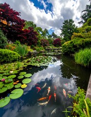 Tranquil Japanese garden pond