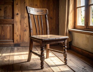 Antique Wooden Chair in Sunlit Room