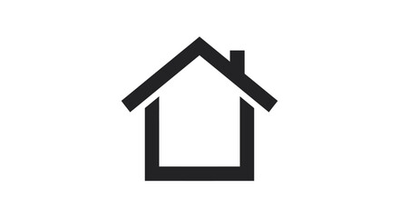 Fototapeta premium Simple black and white illustration of a house icon, perfect for real estate or home concepts on a white background